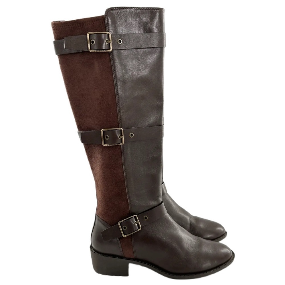 Cole Haan knee high boots size 5.5 brown leather belted riding equestrian